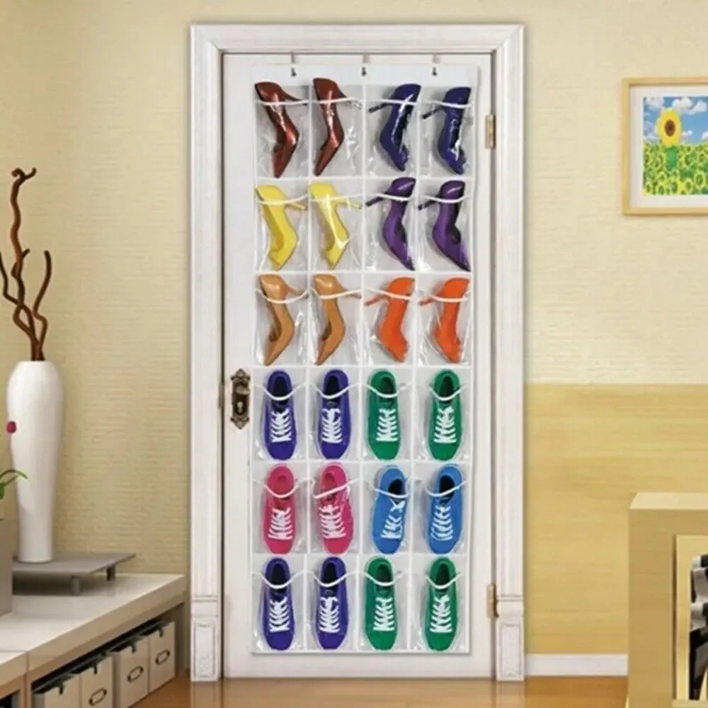 24 Grid Over the Door Wall Mounted Shoe Bra Underwear Swimsuit Organizer Storage